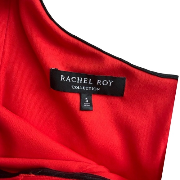 Rachel Roy Collection one-shoulder flutter sheath dress cocktail - red/black- s - Picture 4 of 6